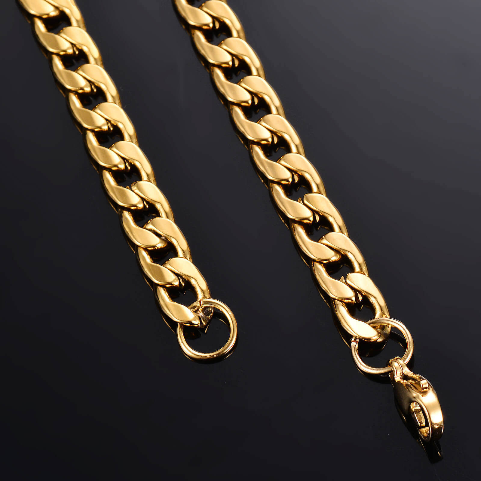 Cuban Link Chain 3mm-7mm Gold Plated Necklace-silviax