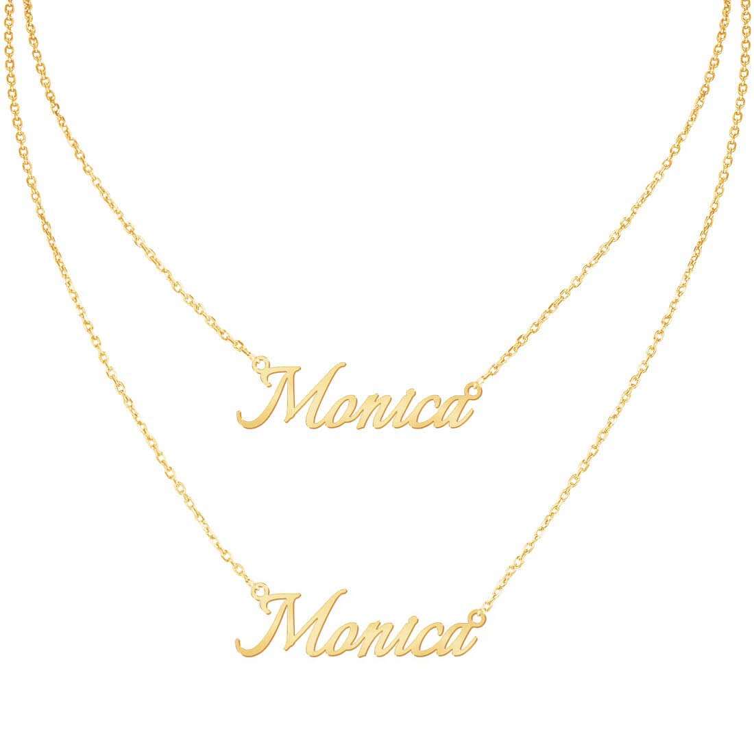 Gold Plated Personalized Two Names Layered Necklace-silviax