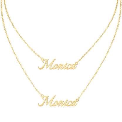 Gold Plated Personalized Two Names Layered Necklace-silviax