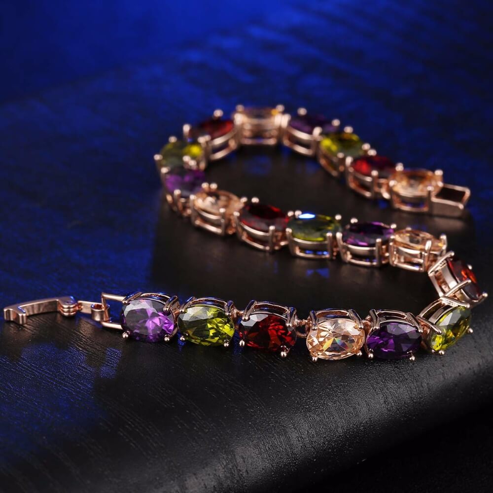 5mm Colorful Crystal Zircon Rose Gold Bracelet-silviax