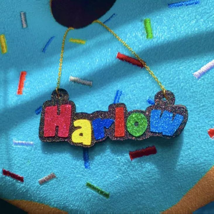 Multicolor Glitte Black Outline Personalized Custom Kids Name Necklace-silviax