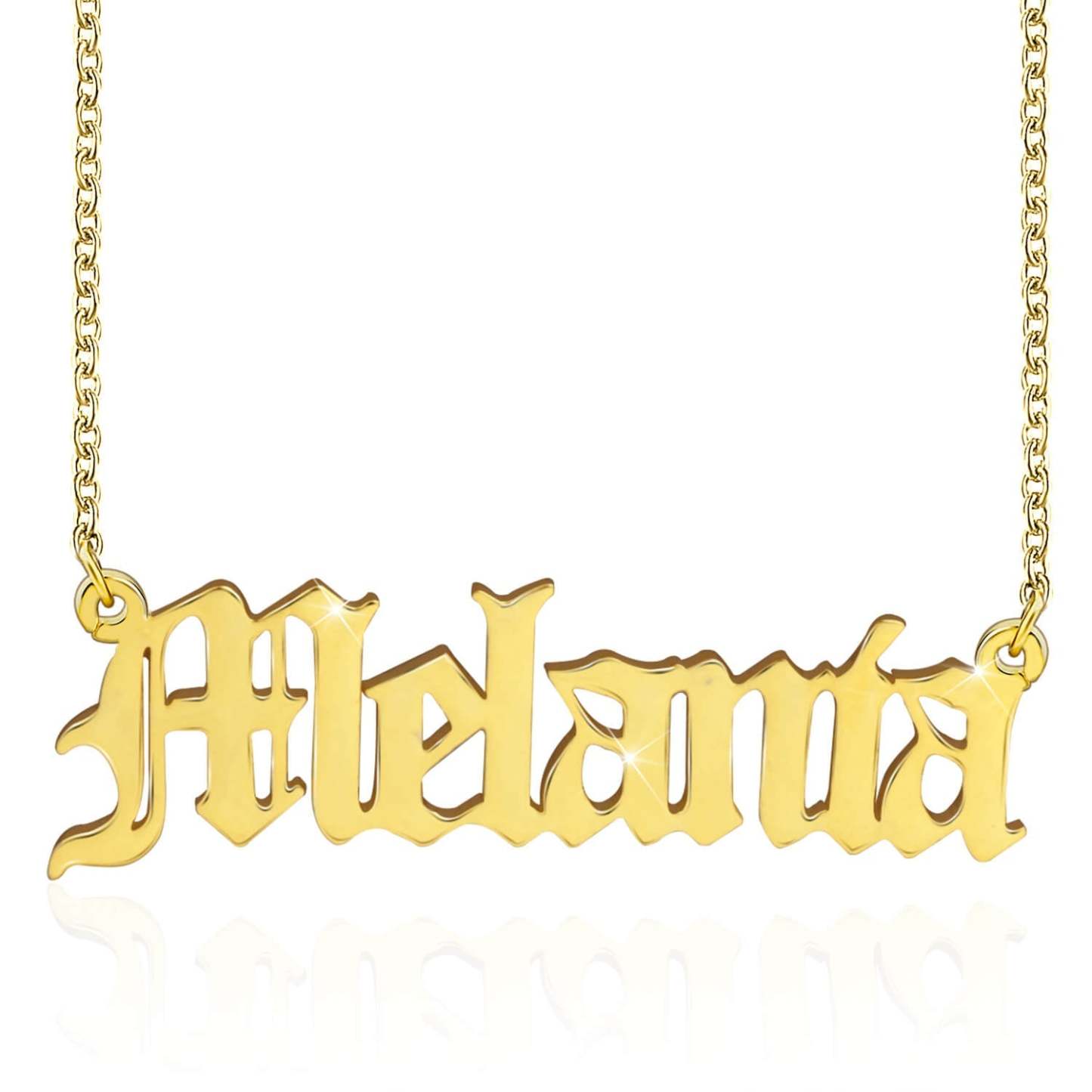 Old English Font Engraved Nameplate Pendant Personalized Custom Gold Plated Name Necklace Goth Style-silviax
