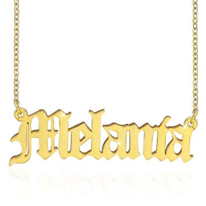 Old English Font Engraved Nameplate Pendant Personalized Custom Gold Plated Name Necklace Goth Style-silviax
