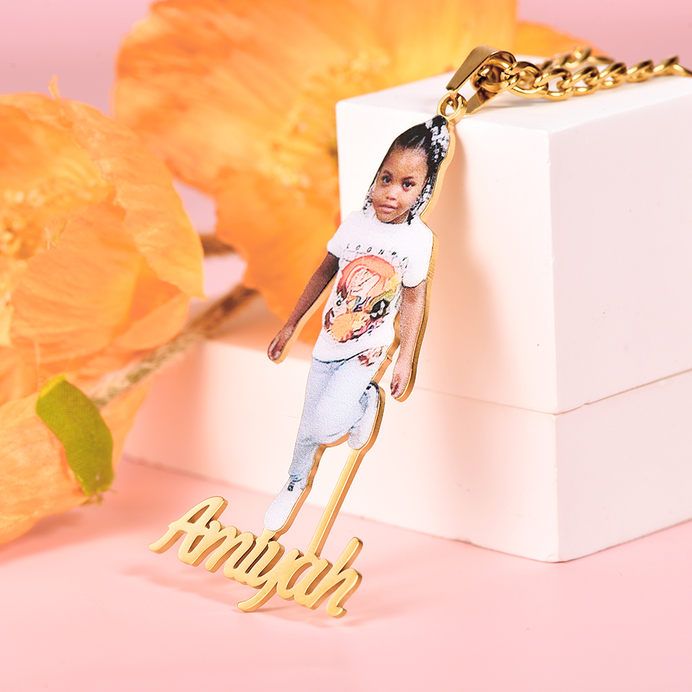 Photo Nameplate Pendant Personalized Custom Name Necklace-silviax