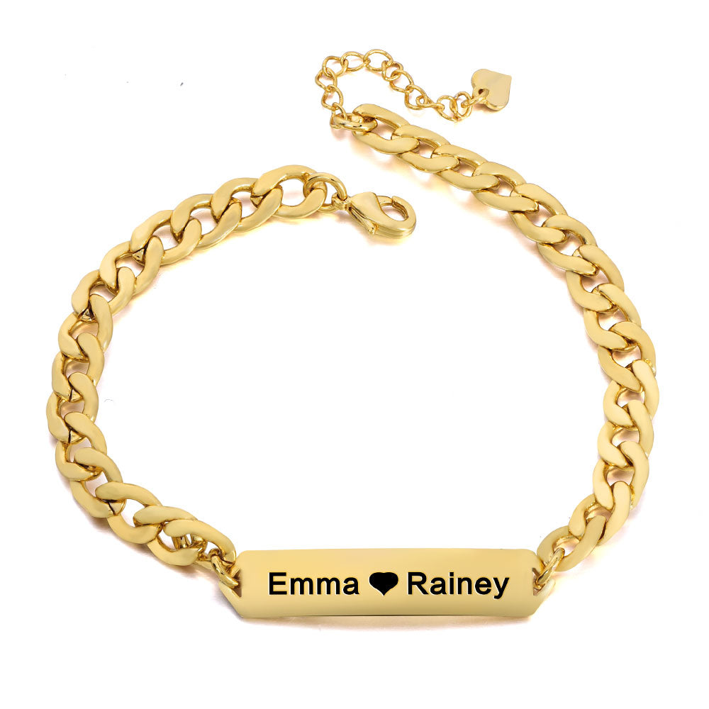 6mm Gold Plated Customized Name Couple Bracelet-silviax