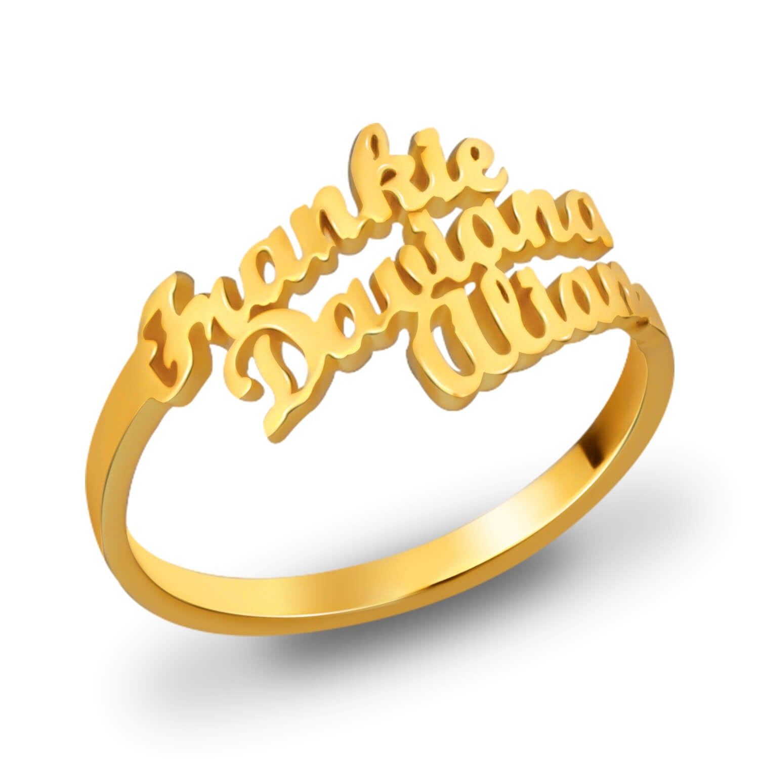 Three Names Personalized Custom Ring Gold Plated-silviax