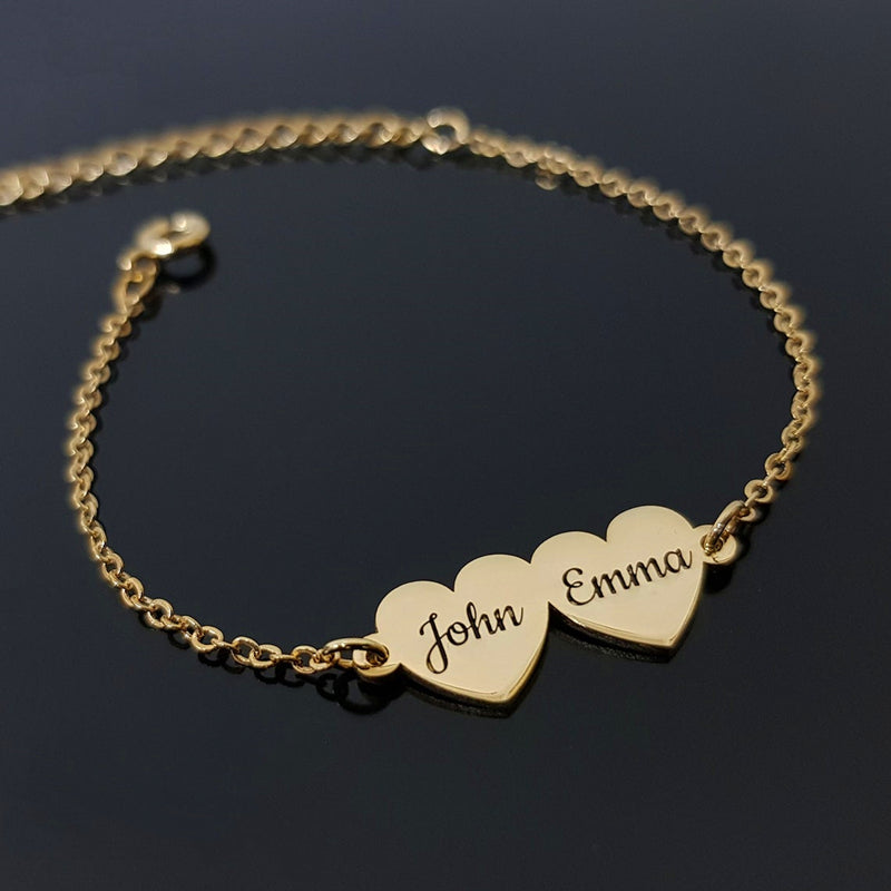 1 TO 4 Names Heart Shaped Personalized Custom Gold Plated Engraved Bracelet-silviax