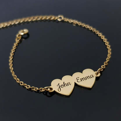 1 TO 4 Names Heart Shaped Personalized Custom Gold Plated Engraved Bracelet-silviax
