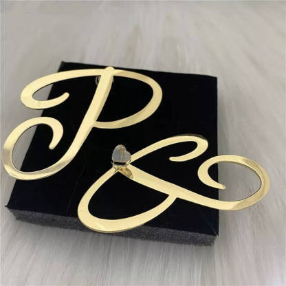 Big Letter Personalized Custom Gold Plate Initial Stud Earrings-silviax