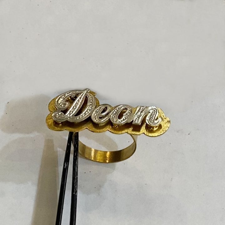 Double Layer Two Tone Personalized Custom Gold Plated Name Ring-silviax