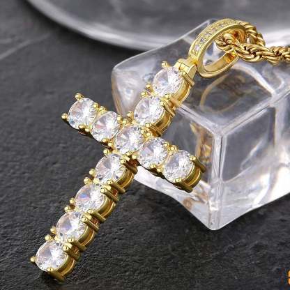 Cross Pendant Hip Hop Jewelry Street-wear Urban Style for Men & Women Gold Plated-silviax