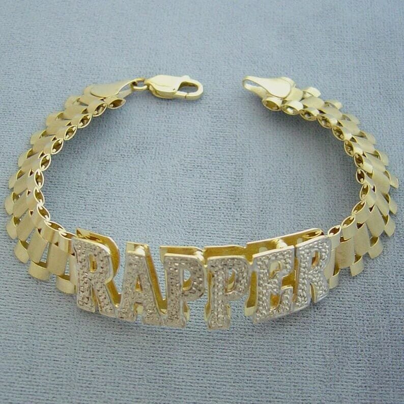 12mm Watch Band Chain Double Layer Personalized Custom Gold Plated Name Bracelet-silviax