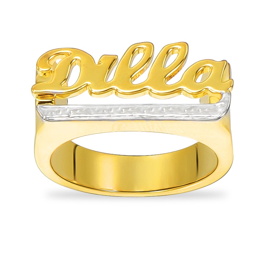 Two Tone Gold Plated Personalized Name Ring-silviax