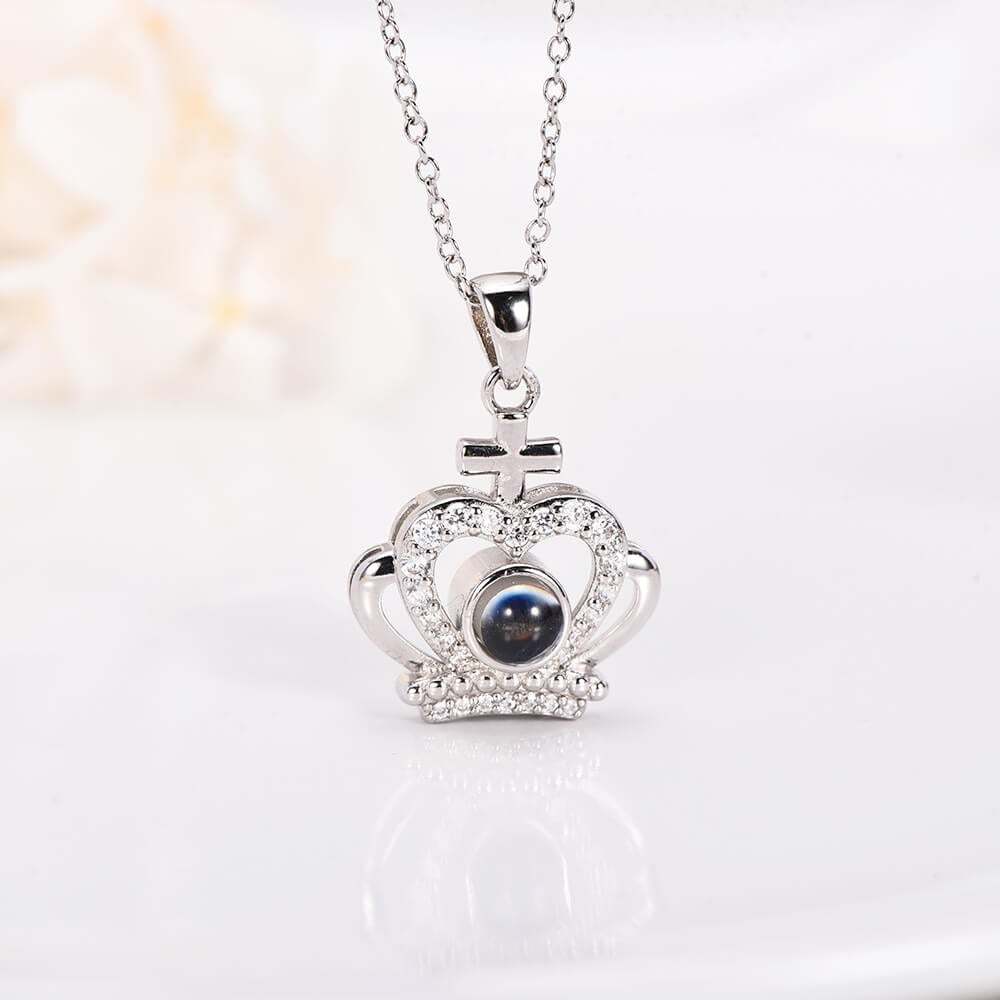 Crown Pendant Personalized Color Photo Projection Necklace-silviax