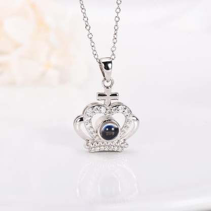 Crown Pendant Personalized Color Photo Projection Necklace-silviax