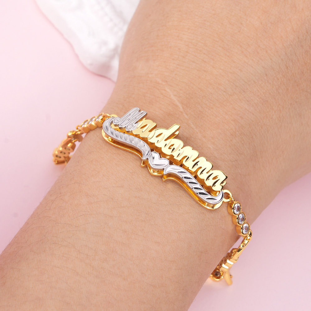 XOXO Chain Two Tone Personalized Custom Name Bracelet-silviax