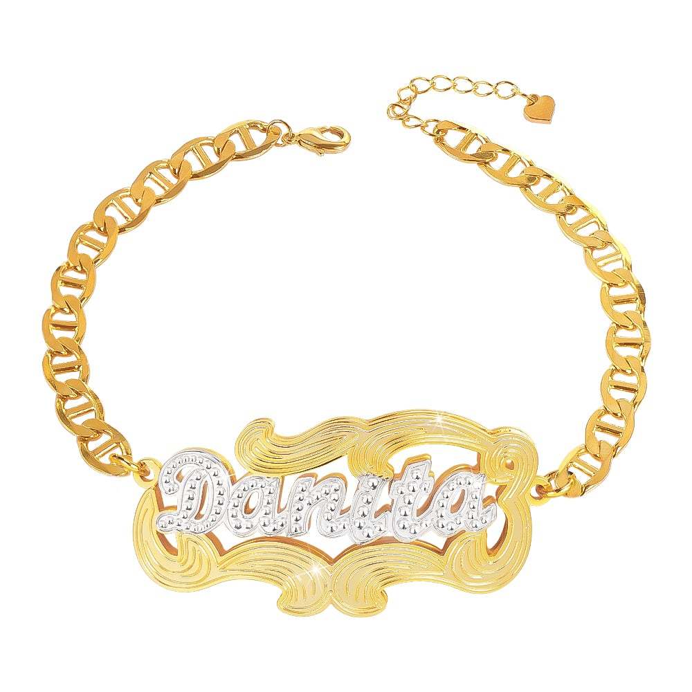 Two Tone Gold Plated Personalized Name Bracelet 3D Custom-silviax