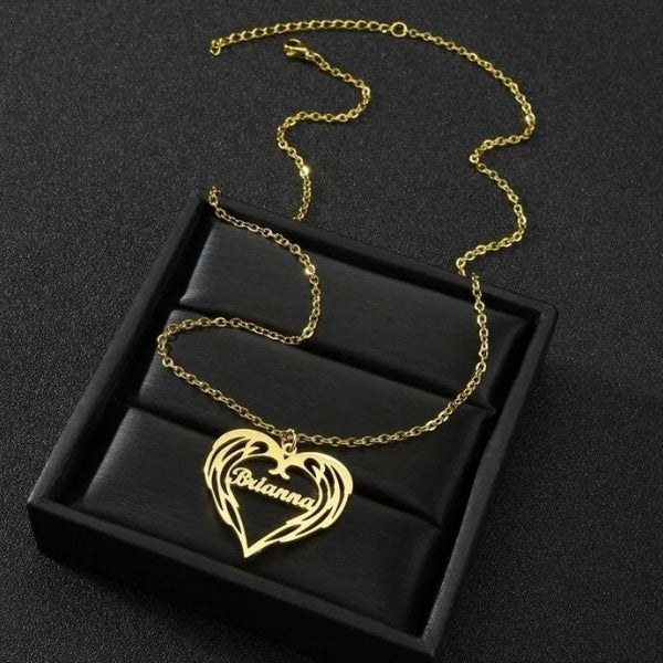 Heart Pendant with Nameplate Personalized Gold Plated Name Necklace-silviax