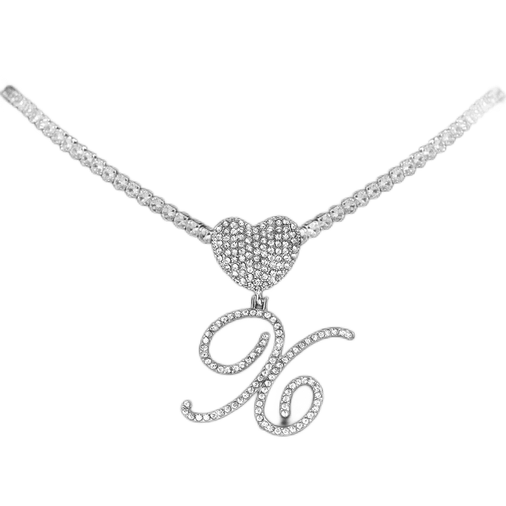 Tennis Chain Letter Pendant Custom Personalized Initial Necklace Zircon Chain Necklace -silviax