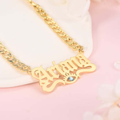 Evil Eye Pendant Personalized Old English Name Necklace-silviax