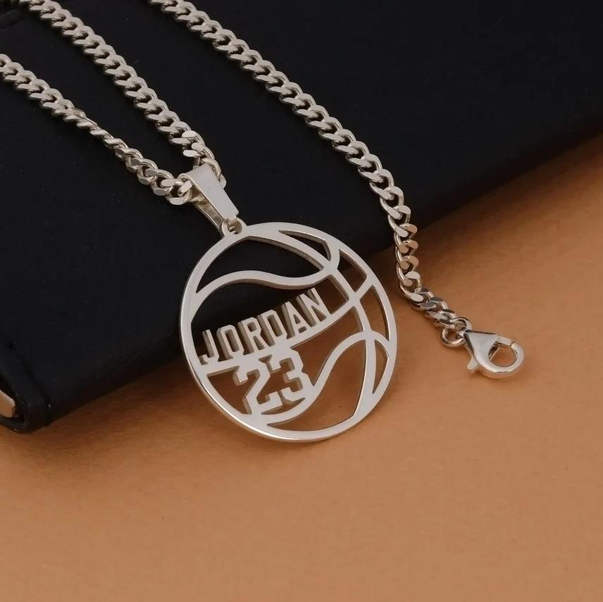 Personalized Hollow Basketball Number Pendant Custom Sports Necklace-silviax
