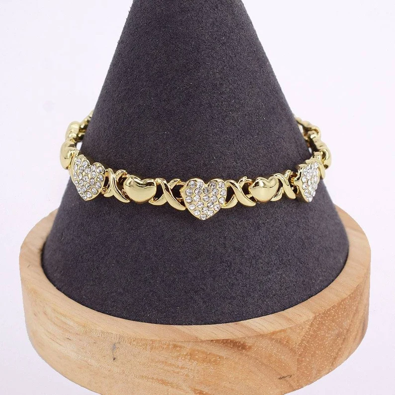 Gold Plated Hugs and Kisses XOXO Bracelet Gift For Mom-silviax