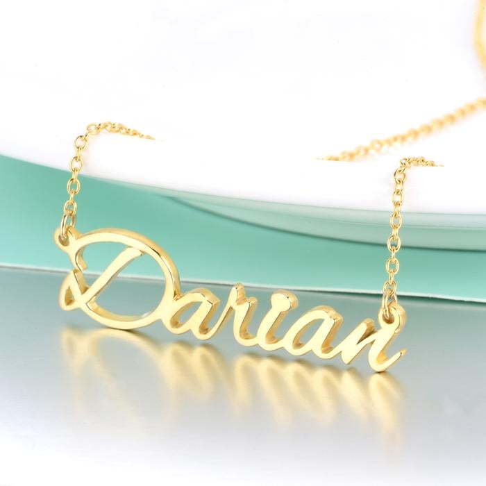Personalized custom jewelry name necklace gift for women Gold Plated-silviax