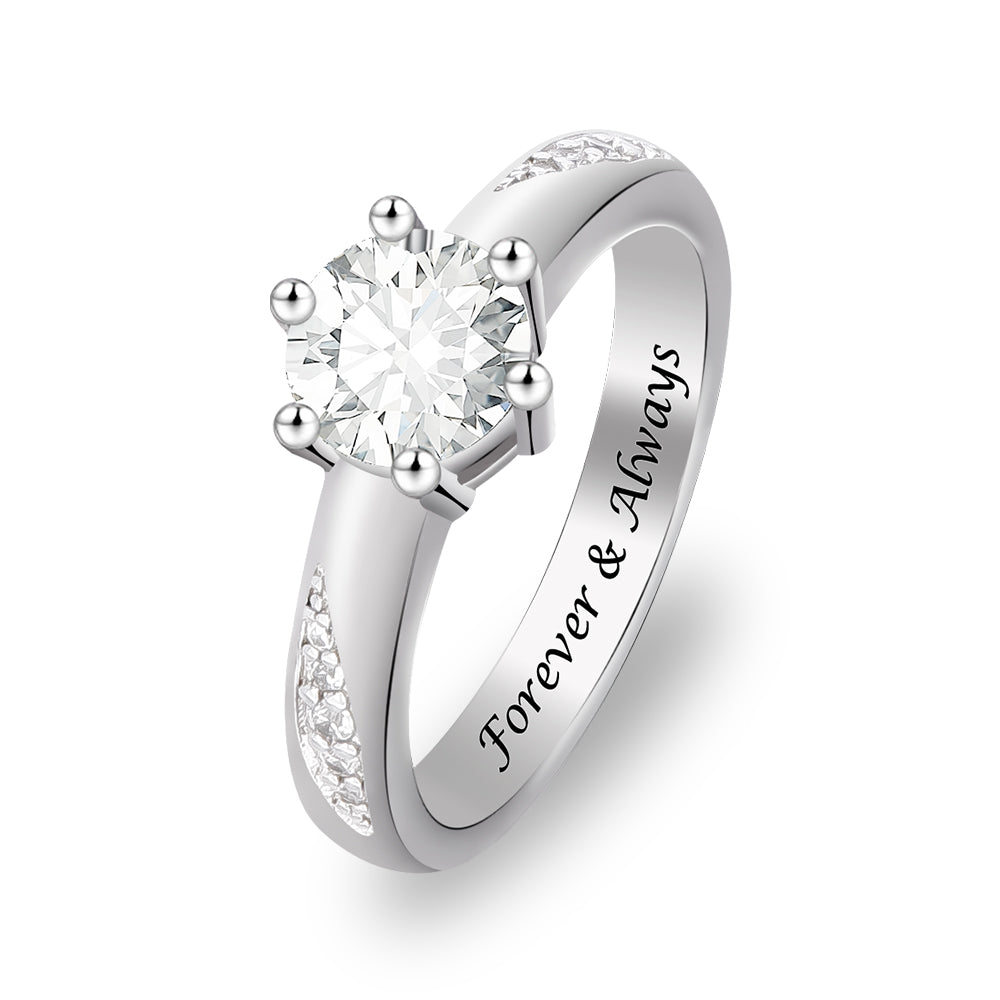 Sterling Silver Inlaid Zircon Personalized Custom Engraved Ring-silviax