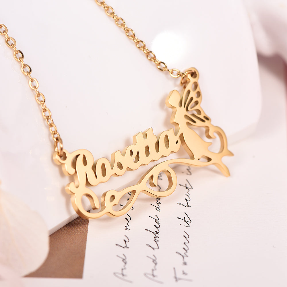 Fairy Angel Personalized Custom Gold Plated Name Necklace-silviax