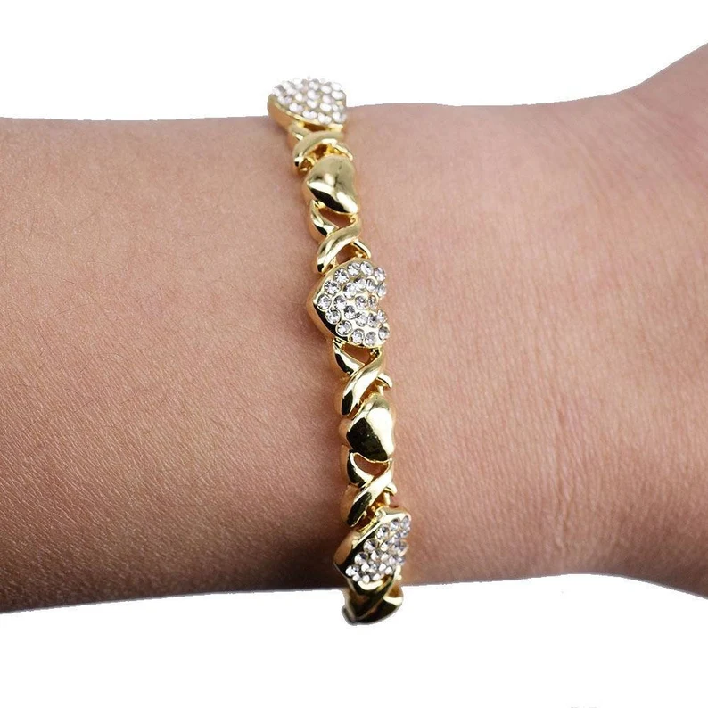 Gold Plated Hugs and Kisses XOXO Bracelet Gift For Mom-silviax