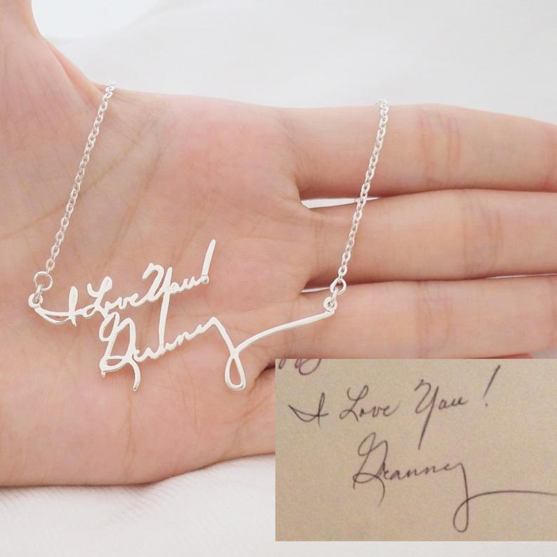 Personalized Signature Gold Plated Custom Handwriting Necklace-silviax