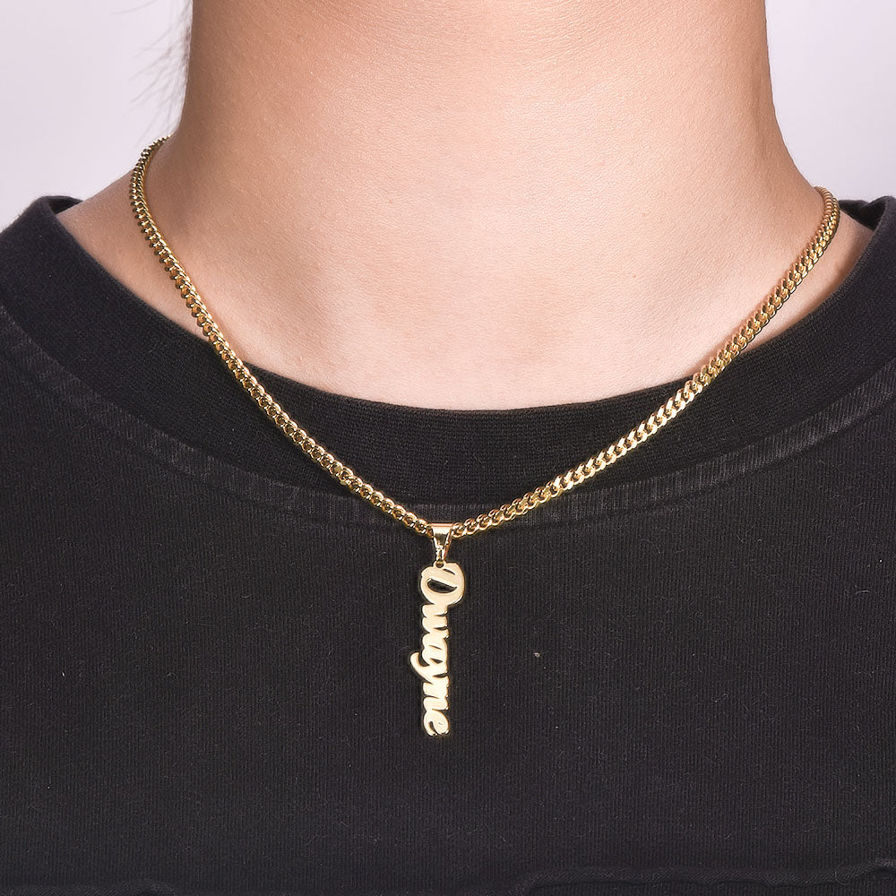 Vertical Nameplate Pendant Personalized Custom Gold Plated Name Necklace-silviax