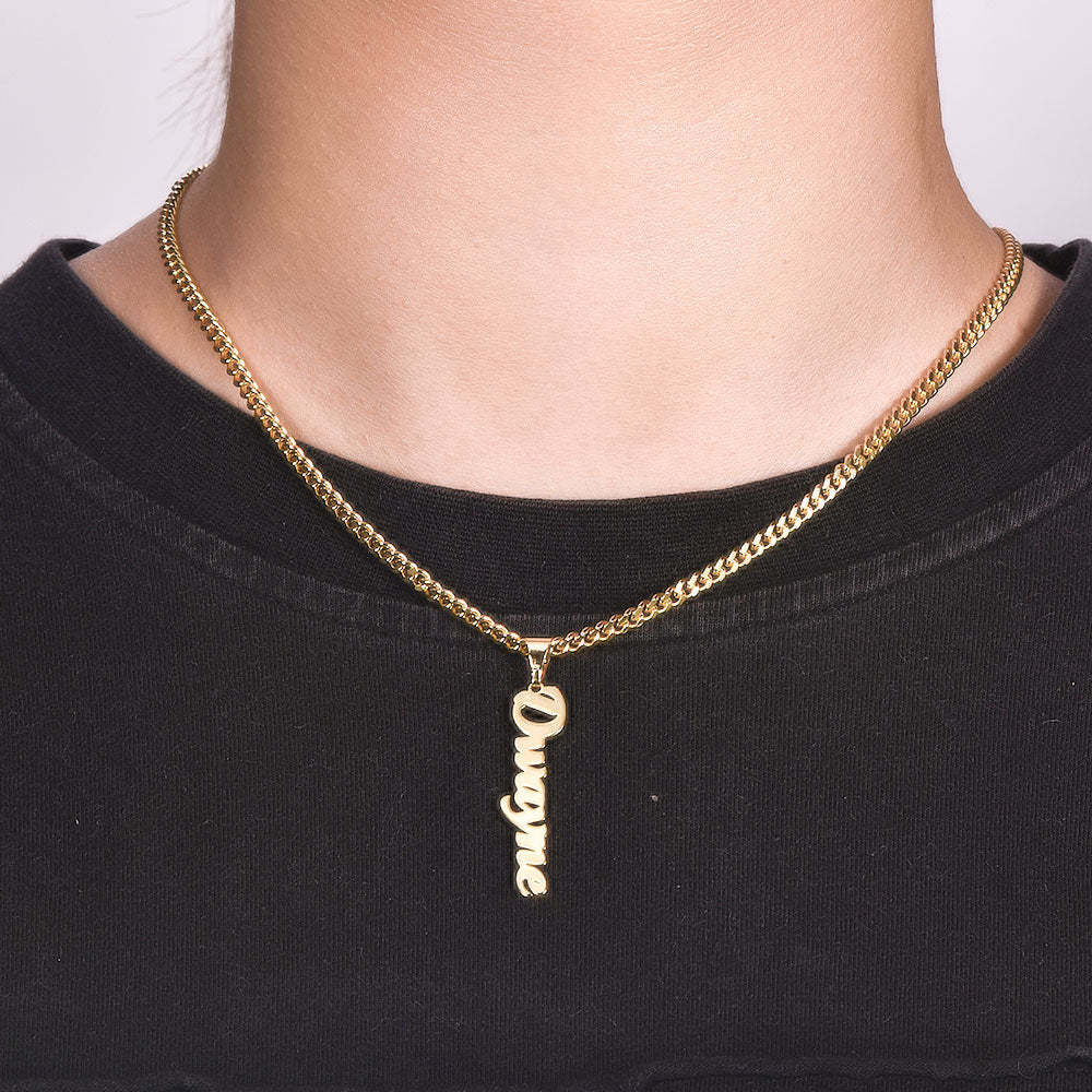 Vertical Nameplate Pendant Personalized Custom Gold Plated Name Necklace-silviax