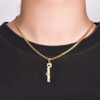 Vertical Nameplate Pendant Personalized Custom Gold Plated Name Necklace-silviax