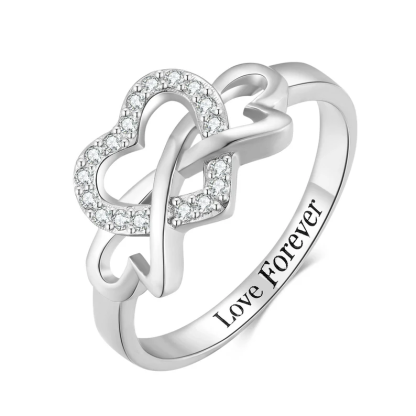 Zircon Interwoven Love Heart Personalized Engraved Name Ring-silviax