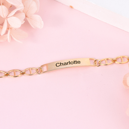 Personalized Custom Engraved Bar Name Chain Bracelet Gifts for Women Men-silviax