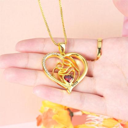 Custom Heart Necklace For Mom with Birthstone Box Chain Mother Gift-silviax
