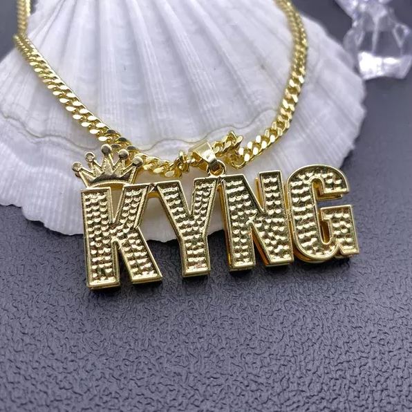 Crown Personalized Custom Gold Plated Initial Name Necklace Hip Hop Style-silviax
