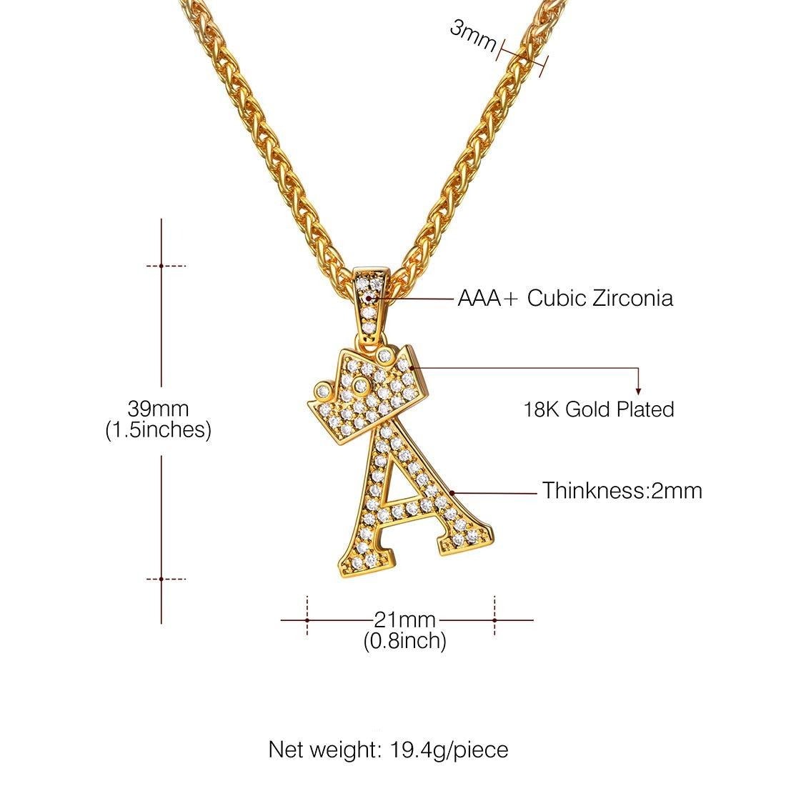 Gold Plated Inlay Crystal Crown Letter Initial Necklace-silviax