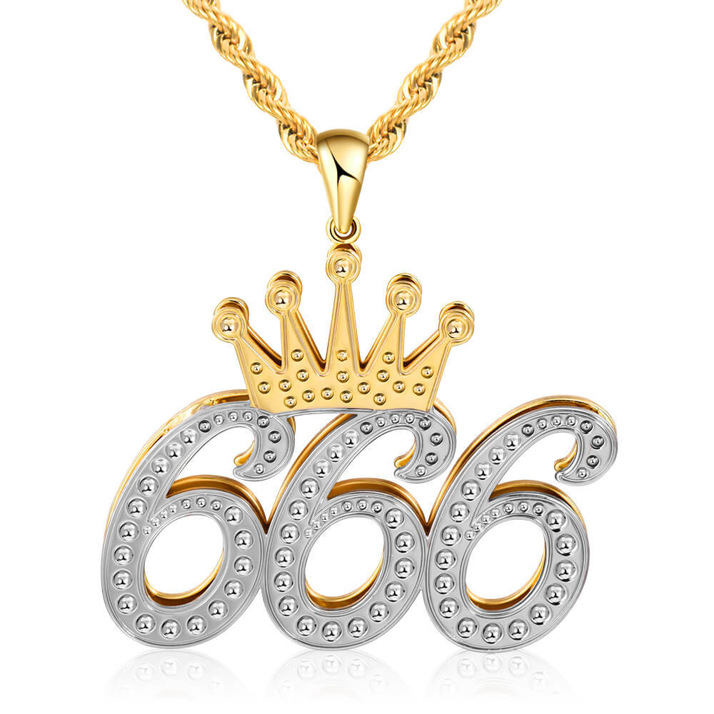 Double Layer Two Tone 1 To 9 Luck Number With Crown Personalized Custom Gold Plated Number Necklace-silviax