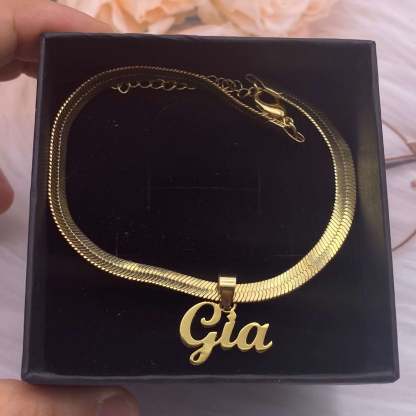 925 Sterling Silver Nameplate Pendant with Snake Chain Personalized Name Necklace-silviax