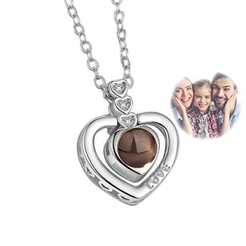 Color Photo Projection Heart Pendant Necklace Personalized Custom Gold Plated Photo Necklace-silviax