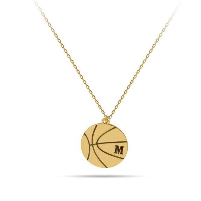 Basketball Pendant With Letter Personalized Custom Gold Plated Initial Necklace-silviax