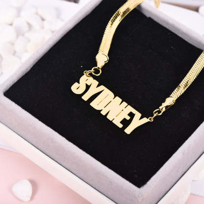 Capital Letter Nameplate with Snake Chain Personalized Name Necklace-silviax