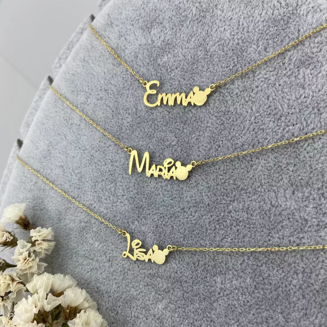 Gold Plated Personalized Custom Cute Name Necklace Gift for Kids