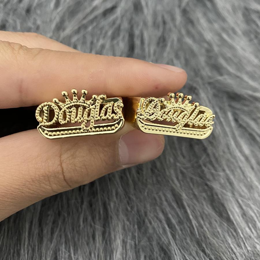 Two Tone with Crown Personalized Custom Gold Plated Name Ring-silviax