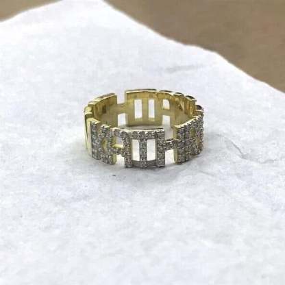 Capital Letter Full Inlaid Zircon Personalized Custom Gold Plated Name Ring-silviax