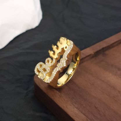 Custom Personalized Gold Plated Bling Bling Heart Name Ring-silviax