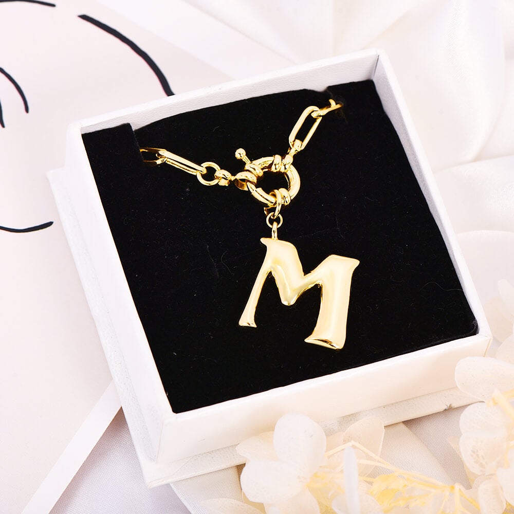 Initial Letter Personality Pendant Personalized Custom Gold Plated Initial Necklace-silviax