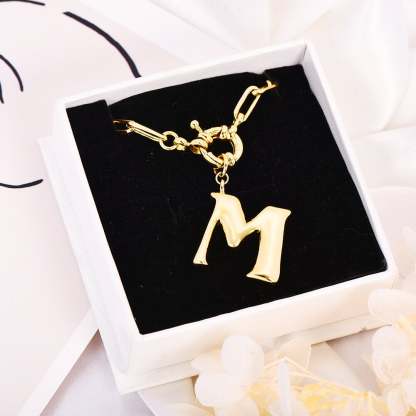 Initial Letter Personality Pendant Personalized Custom Gold Plated Initial Necklace-silviax